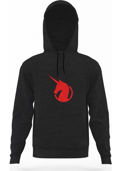 Earth Federation Logo Füme Antrasit Erkek Kapüşonlu Sweatshirt Uzun Kol
