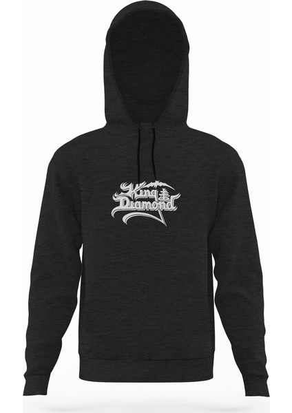 King Diamond Logo Füme Antrasit Erkek Kapüşonlu Sweatshirt Uzun Kol