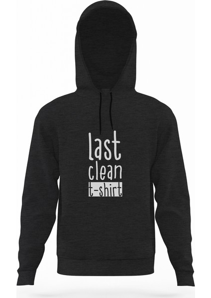 Last Clean Füme Antrasit Erkek Kapüşonlu Sweatshirt Uzun Kol