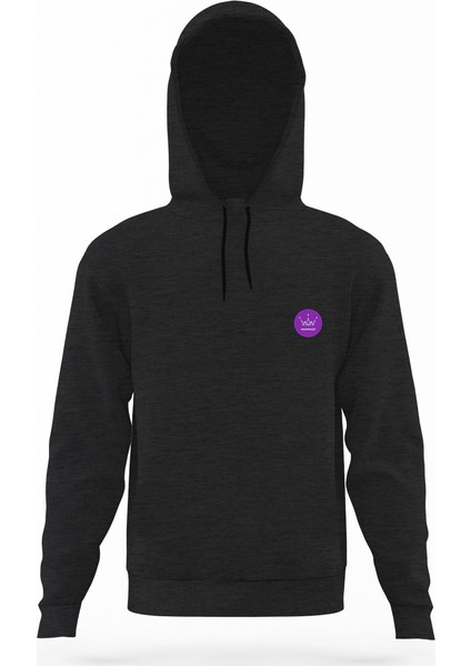 Mamamoo Logo Crown Füme Antrasit Erkek Kapüşonlu Sweatshirt Uzun Kol
