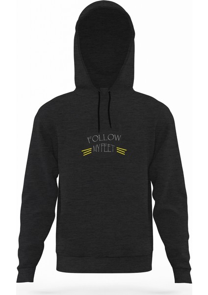 Follow Myfeet Füme Antrasit Erkek Kapüşonlu Sweatshirt Uzun Kol