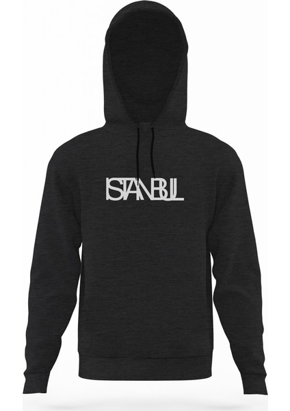 Istanbul Füme Antrasit Erkek Kapüşonlu Sweatshirt Uzun Kol