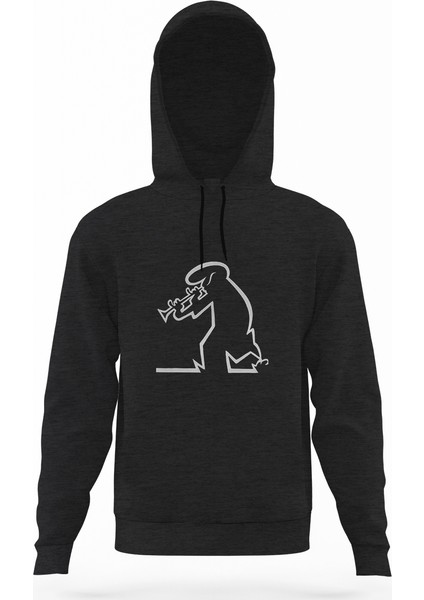 Trt Linea Füme Antrasit Erkek Kapüşonlu Sweatshirt Uzun Kol