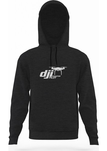 Dji Phantom Pilot Drone Vinyl Decal Füme Antrasit Erkek Kapüşonlu Sweatshirt Uzun Kol