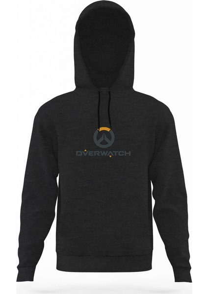 Icons Transparent Emblem Overwatch 2 Füme Antrasit Erkek Kapüşonlu Sweatshirt Uzun Kol