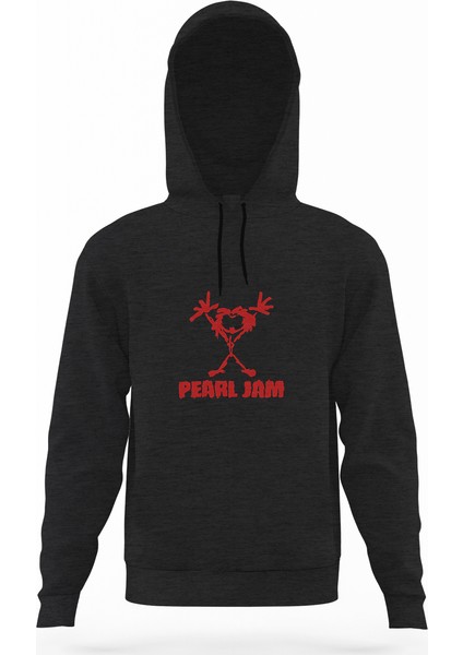 Pearl Jam Füme Antrasit Erkek Kapüşonlu Sweatshirt Uzun Kol