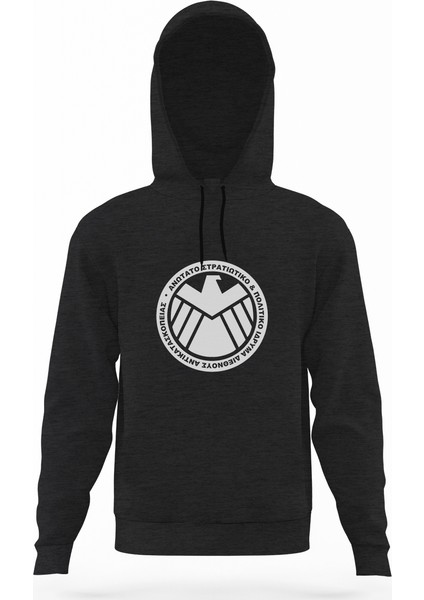 H I E L D Füme Antrasit Erkek Kapüşonlu Sweatshirt Uzun Kol