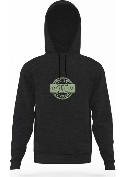 14 Mart Dünya Pi Günü Dj Füme Antrasit Erkek Kapüşonlu Sweatshirt Uzun Kol