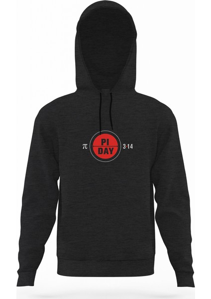14 Mart Dünya Pi Günü Füme Antrasit Erkek Kapüşonlu Sweatshirt Uzun Kol
