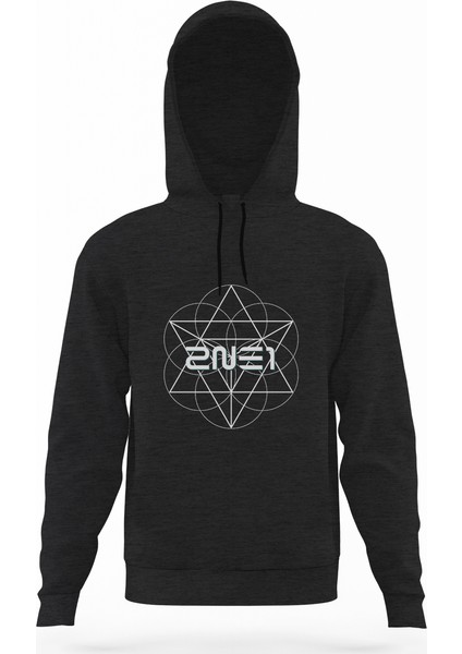 2ne1 Crush Füme Antrasit Erkek Kapüşonlu Sweatshirt Uzun Kol