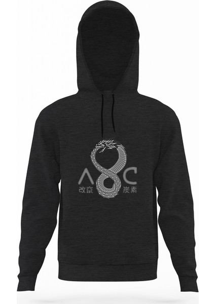 Altered Carbon Ac Ejderha Füme Antrasit Erkek Kapüşonlu Sweatshirt Uzun Kol