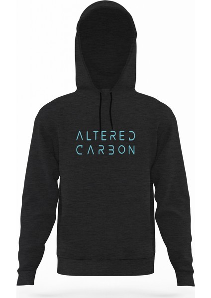 Altered Carbon Yazi Füme Antrasit Erkek Kapüşonlu Sweatshirt Uzun Kol
