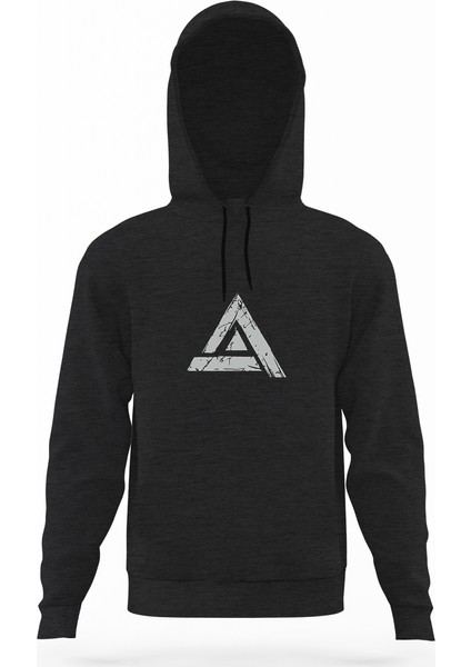 Apex Logo Füme Antrasit Erkek Kapüşonlu Sweatshirt Uzun Kol