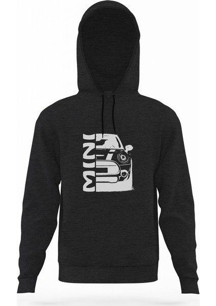 Araba Mini Füme Antrasit Erkek Kapüşonlu Sweatshirt Uzun Kol