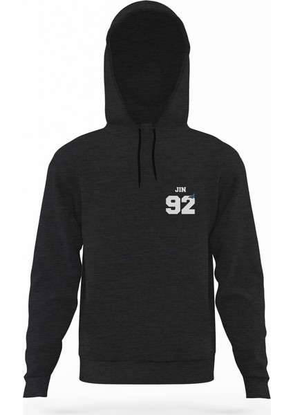 Bts Jin 92 Füme Antrasit Erkek Kapüşonlu Sweatshirt Uzun Kol