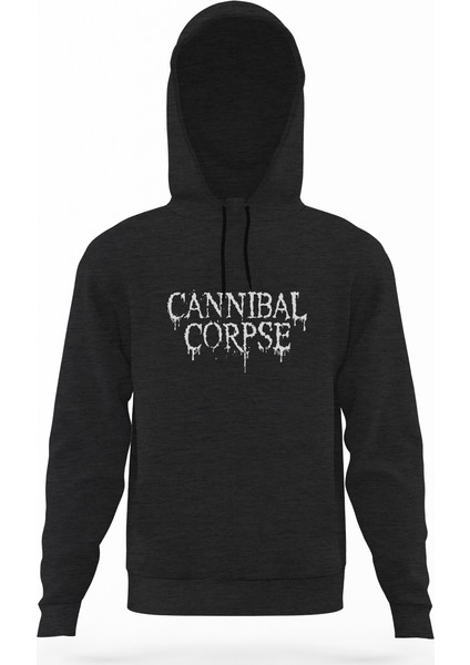 Cannibal Corpse Logo Füme Antrasit Erkek Kapüşonlu Sweatshirt Uzun Kol