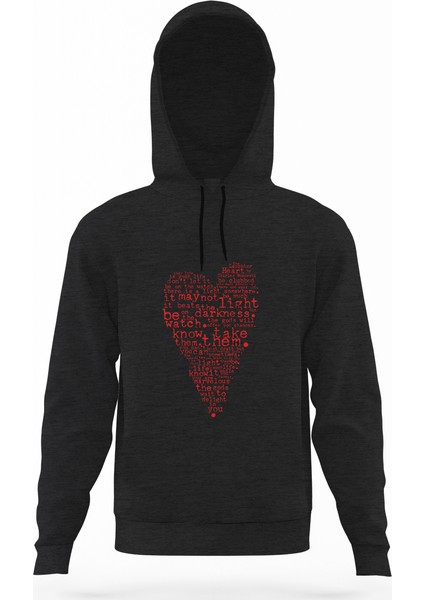 Charles Bukowski Heart Your Life Is Füme Antrasit Erkek Kapüşonlu Sweatshirt Uzun Kol