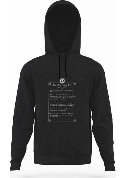 Deathnote Füme Antrasit Erkek Kapüşonlu Sweatshirt Uzun Kol