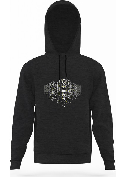 Dot Building Füme Antrasit Erkek Kapüşonlu Sweatshirt Uzun Kol