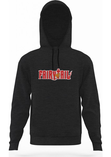 Fairy Tail 2 Füme Antrasit Erkek Kapüşonlu Sweatshirt Uzun Kol