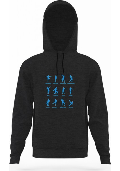 Fortnite Dans Füme Antrasit Erkek Kapüşonlu Sweatshirt Uzun Kol
