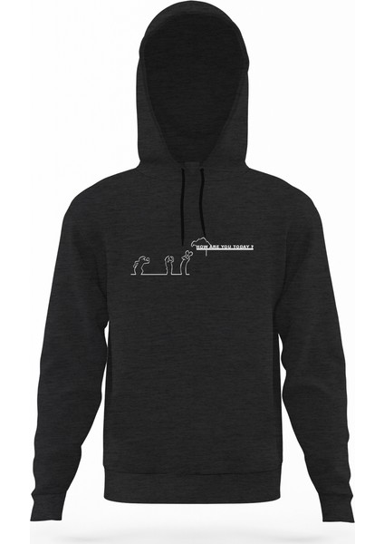 La Linea Trt Cizgi Adam How Füme Antrasit Erkek Kapüşonlu Sweatshirt Uzun Kol