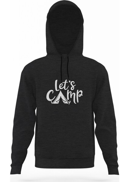 Lets Go Camp Füme Antrasit Erkek Kapüşonlu Sweatshirt Uzun Kol