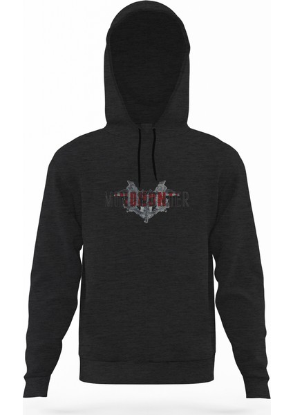 Mindhunter Yarasa Füme Antrasit Erkek Kapüşonlu Sweatshirt Uzun Kol