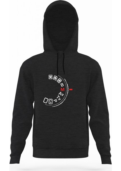 Photography Shoot Manual Füme Antrasit Erkek Kapüşonlu Sweatshirt Uzun Kol