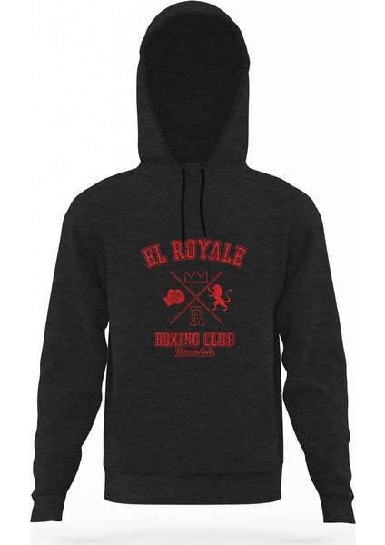 Riverdale El Royale Boxing Eskitme Füme Antrasit Erkek Kapüşonlu Sweatshirt Uzun Kol
