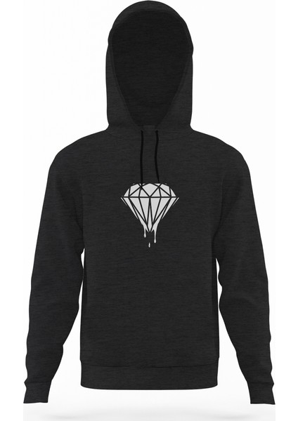 Silhouette Diamond Füme Antrasit Erkek Kapüşonlu Sweatshirt Uzun Kol
