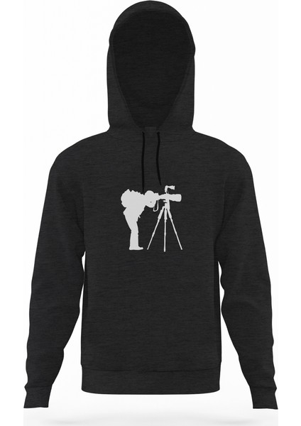 Silhouette Photography Füme Antrasit Erkek Kapüşonlu Sweatshirt Uzun Kol