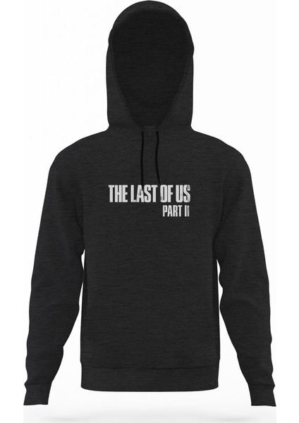 The Last Of Us Part 2 Logo Füme Antrasit Erkek Kapüşonlu Sweatshirt Uzun Kol