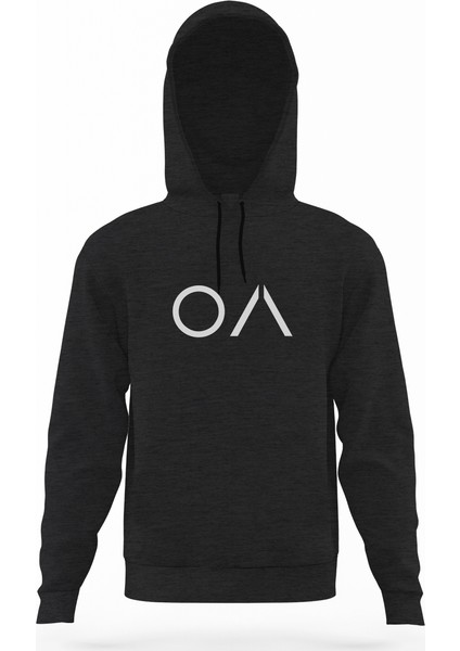 The Oa Logo Füme Antrasit Erkek Kapüşonlu Sweatshirt Uzun Kol