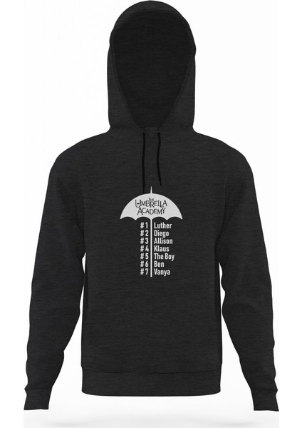The Umbrella Academy Characters Name Füme Antrasit Erkek Kapüşonlu Sweatshirt Uzun Kol