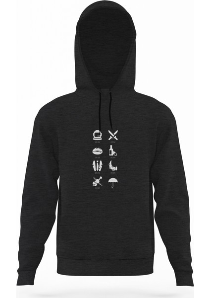 The Umbrella Academy Kids Icon Füme Antrasit Erkek Kapüşonlu Sweatshirt Uzun Kol