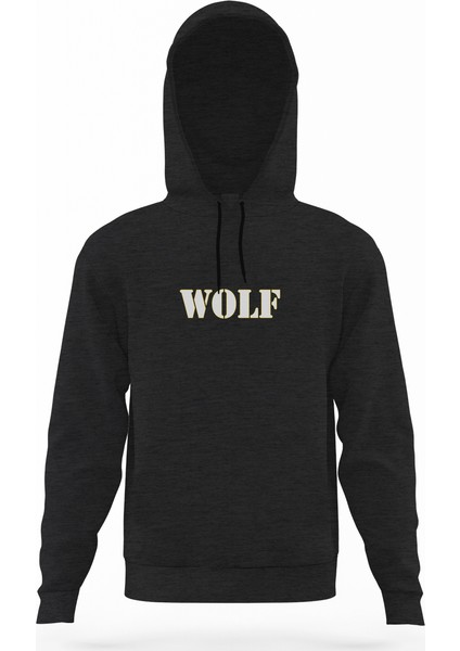 Wolf Füme Antrasit Erkek Kapüşonlu Sweatshirt Uzun Kol
