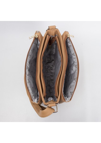 1073 Kadın Çapraz 3 Gözlü Omuz Çantası Gold fırsatları