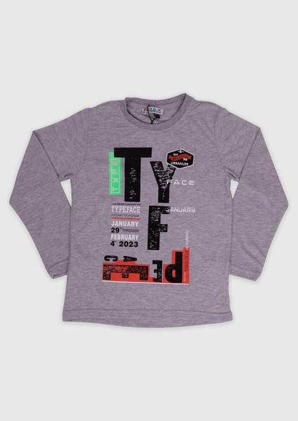 Baskılı Uzun Kollu Erkek Çocuk Sweat 003 | Gri