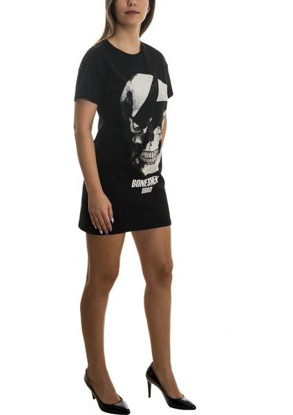 T-Shirt Kısa Elbise "parlayan Kurukafa"