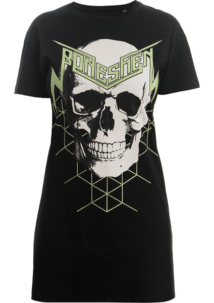 T-Shirt Kısa Elbise Green Magıc Skull