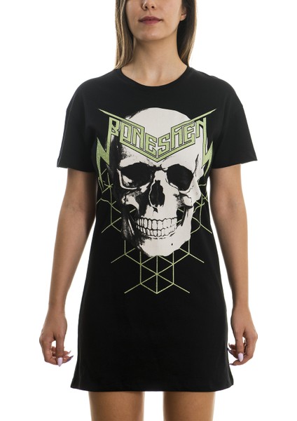 T-Shirt Kısa Elbise Green Magıc Skull