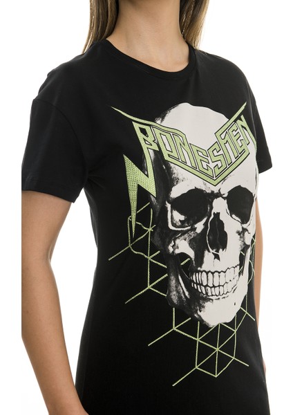 T-Shirt Kısa Elbise Green Magıc Skull