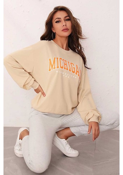 Mad Girls Bej Sweatshirt MG785