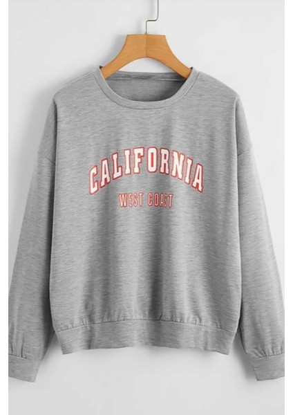 Mad Girls Gri Bisiklet Yaka Kadın Sweatshirt MG789