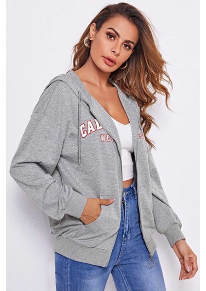 Mad Girls Gri Kapüşonlu Sweatshirt MG804