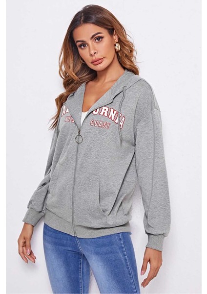 Mad Girls Gri Kapüşonlu Sweatshirt MG804 fırsatları