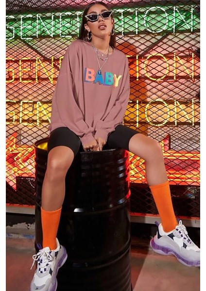 Mad Girls Pudra Baby Baskılı Sweatshirt MG791 fiyatları