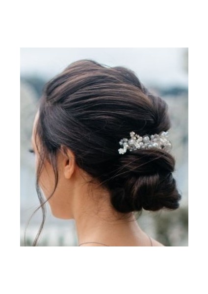 Beyaz Incili Kuru Çiçekli Gelin&nikah Saç Tarak Toka