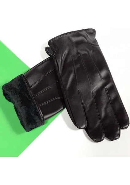 Erkek Suni Deri Eldiven Dokunmatik Ekran Uyumlu